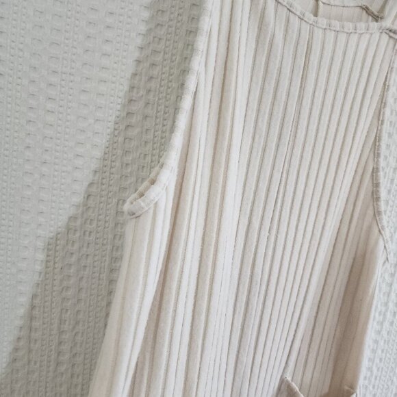 Yozy Ribbed Ivory Slouchy Overalls Jumpsuit Women's Size Medium - Picture 7 of 11
